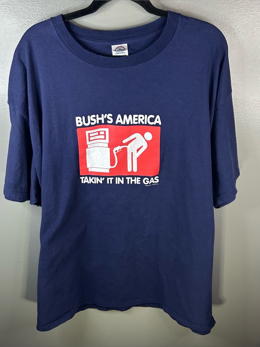 Vintage Y2K George Bush Gas America Funny Parody President Shirt Size 2XL
